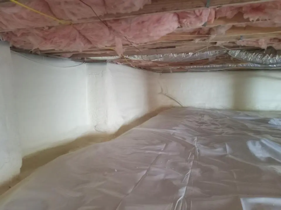 Crawl space encapsulation with closed-cell spray foam for Roof Maintenance in Groton